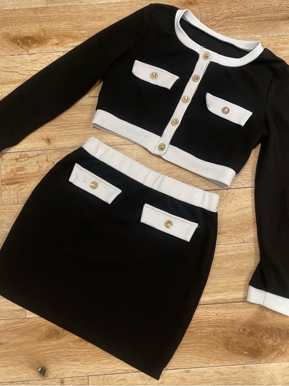 Chic Black & White Two-Piece Skirt Set